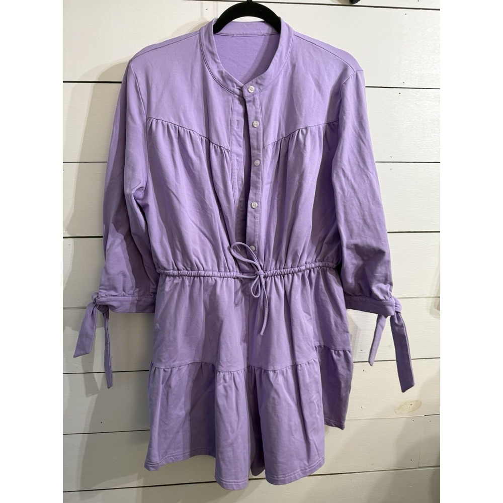 Victoria Dunn VD Lounge‎ Purple Lavender Resort Romper Dress Women's L Stretchy